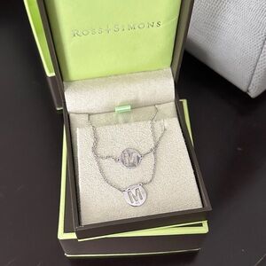 Ross-Simons Silver 'M' Pendant Necklace and bracelet set